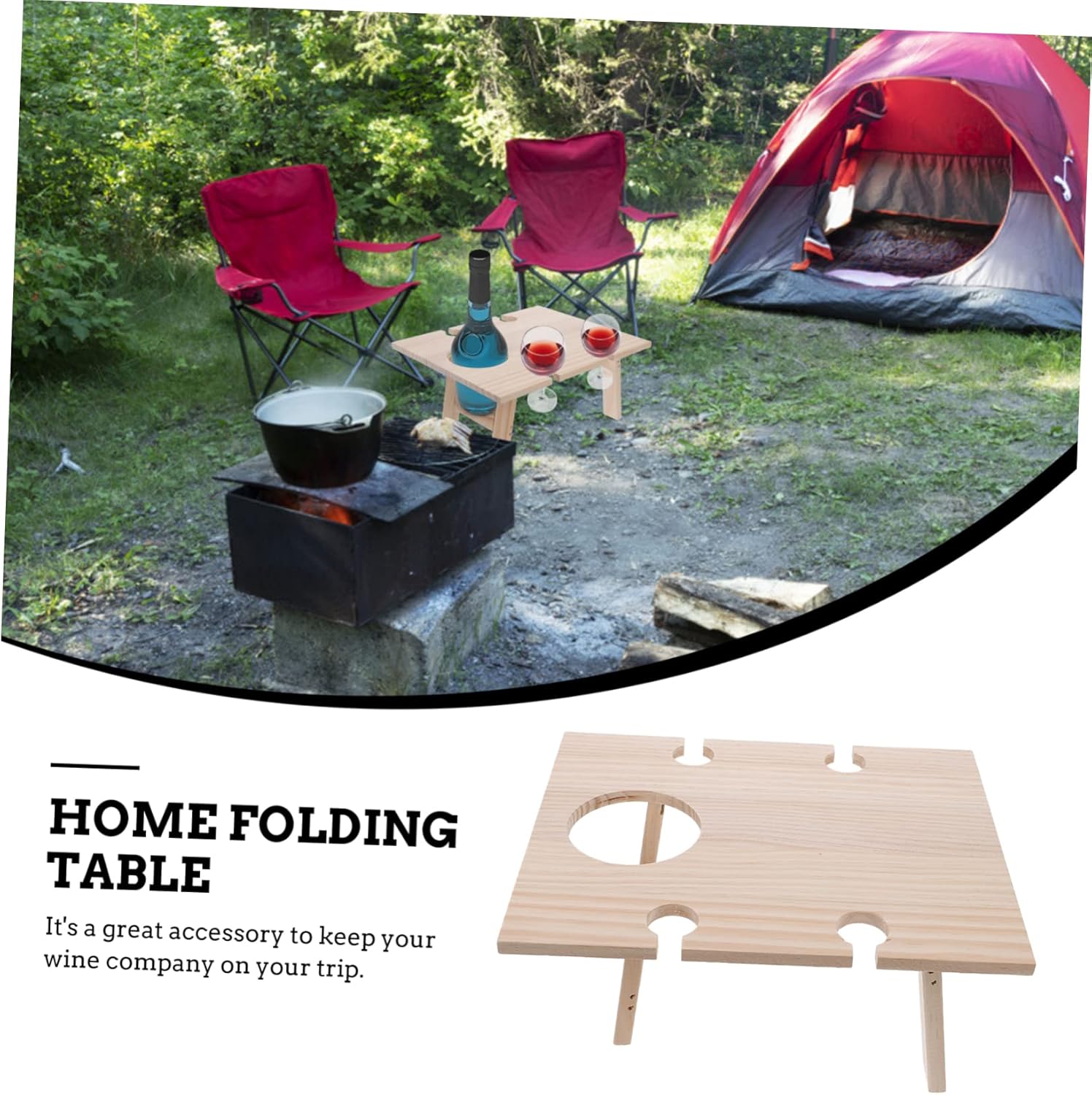 Folding Wine Table Portable Picnic Rack for Outdoor Garden Beach Camping Lightweight Compact Design for Wine