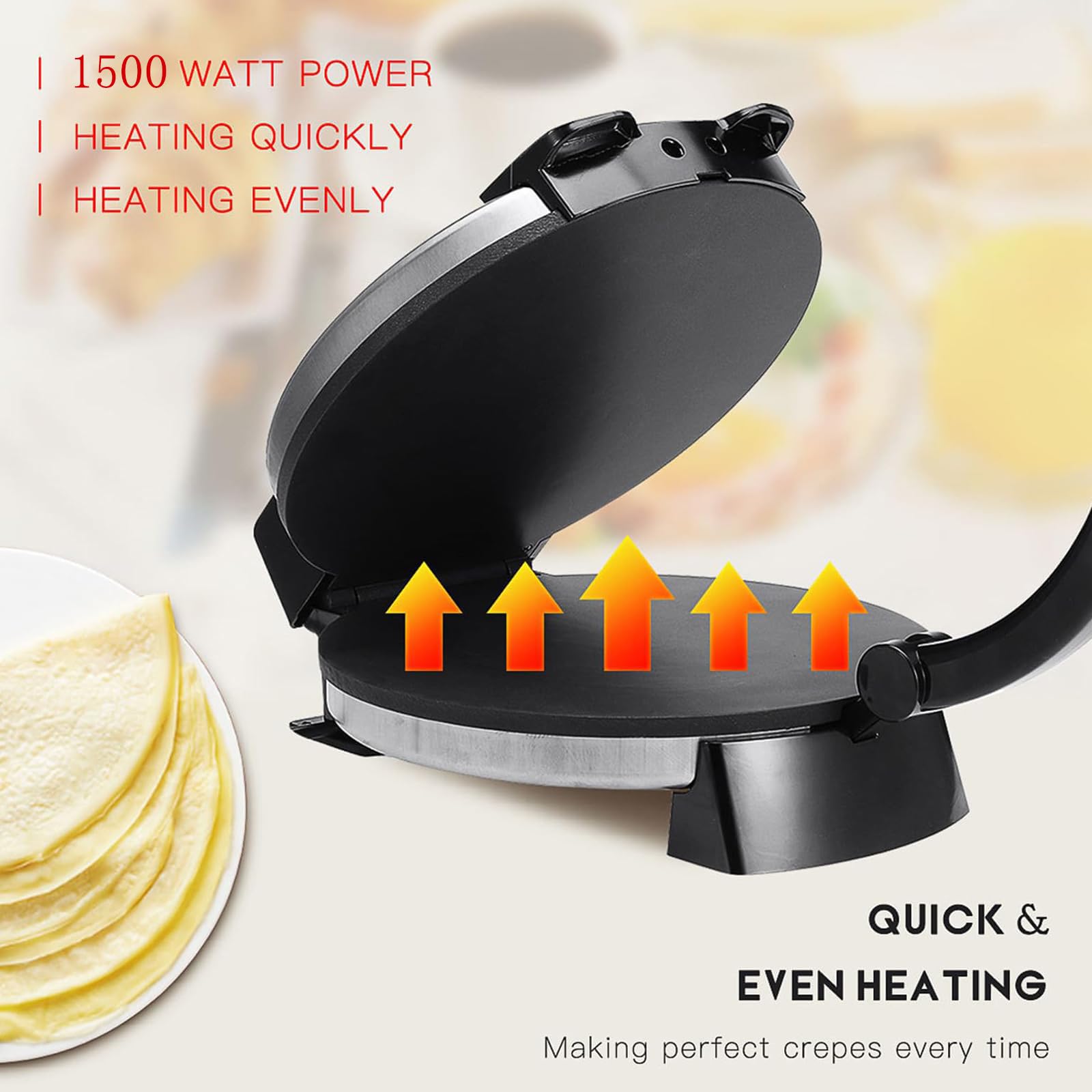 Macchina per Tortillas Elettrica 1500W, Piastra Doppia 25 cm