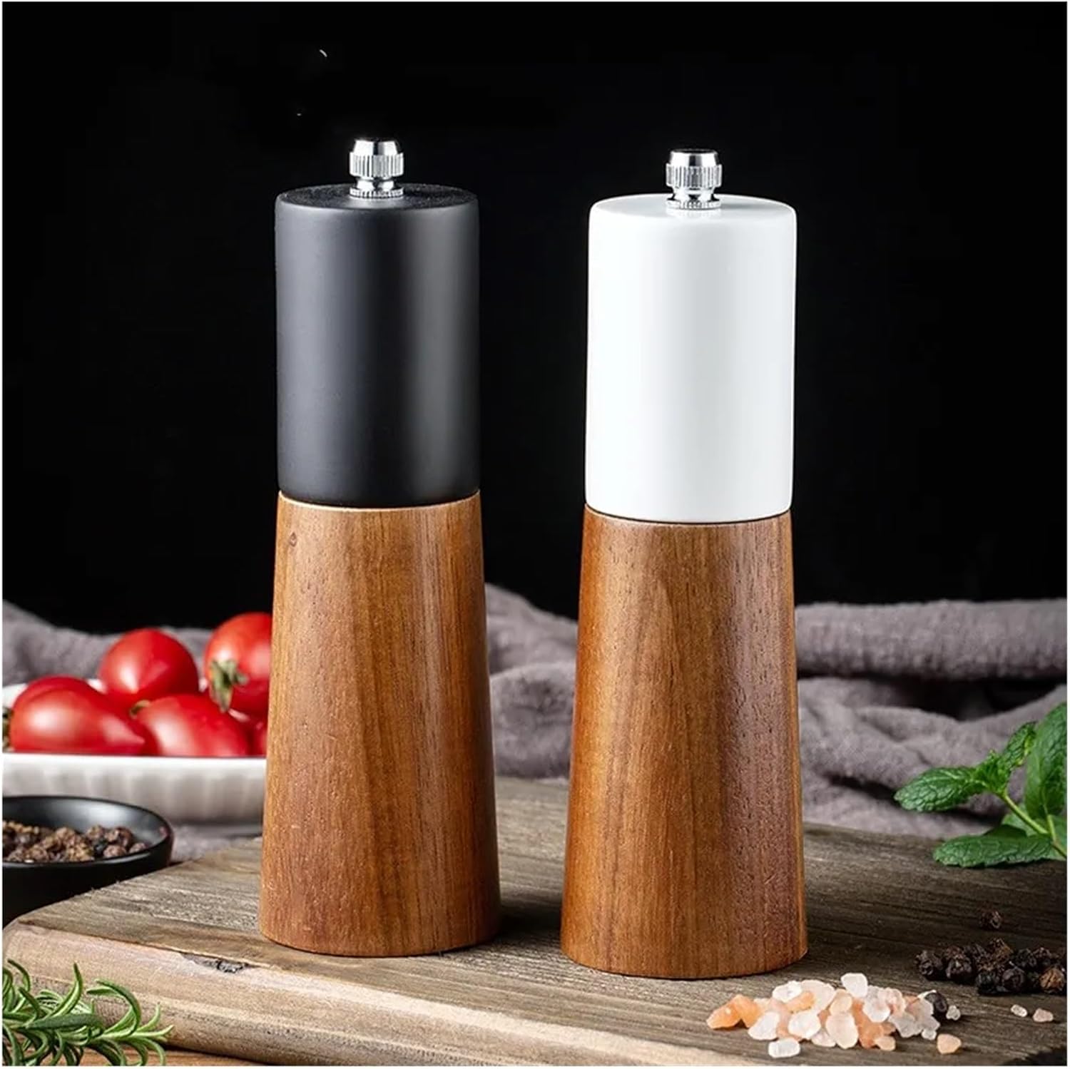 6 Inches Salt And Pepper Grinder Manual Pepper Mill Freshly Ground Seasoning Ceramic Core Spice Mill Rough/fine Grinding(3Pcs Sets With Box)