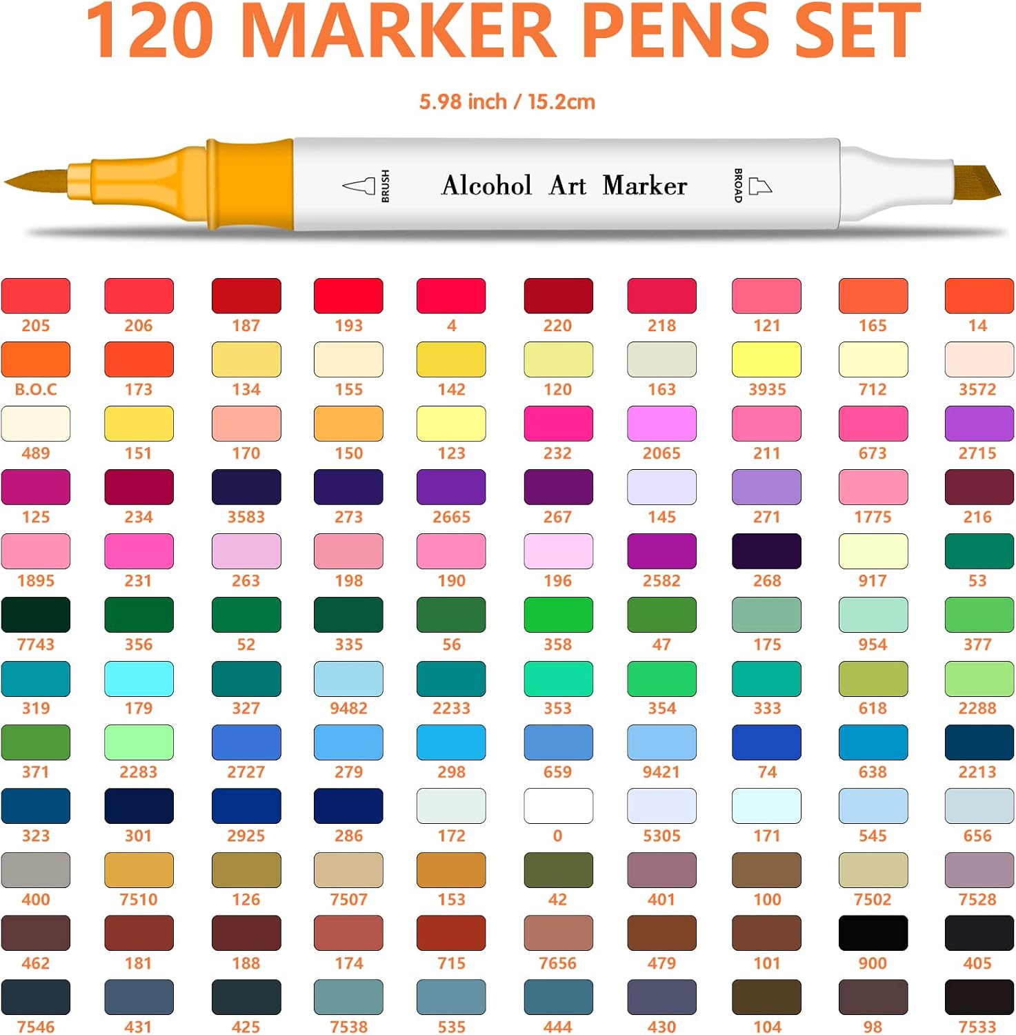 Premium Quality 120 Alcohol Markers Brush Tip for Drawing & Sketching – Stunning Dual Tip Coloring Markers for Kids & Adults – Alcohol Based Drawing Markers Coloring Set for Painting, Calligraphy