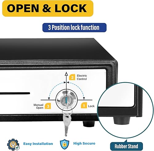 Miniatura 5 de HK SYSTEMS 16" "acero inoxidable" frontal resistente negro POS Cajón de efectivo con 4Bill8Coin "acero inoxidable" para Canadá