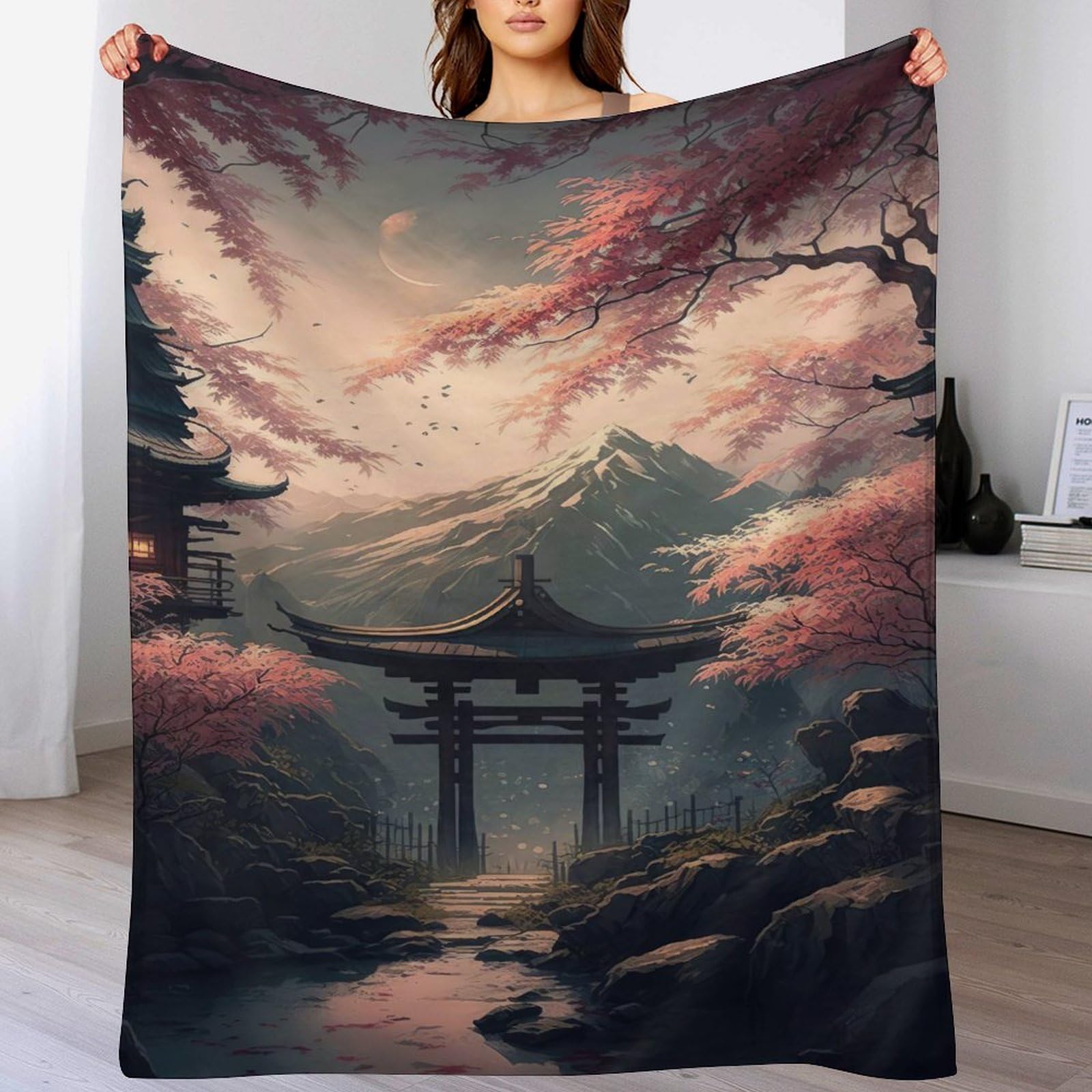 Couverture cerisier japonais contre les nuits froides plaid doux lavable pour lit et voyage