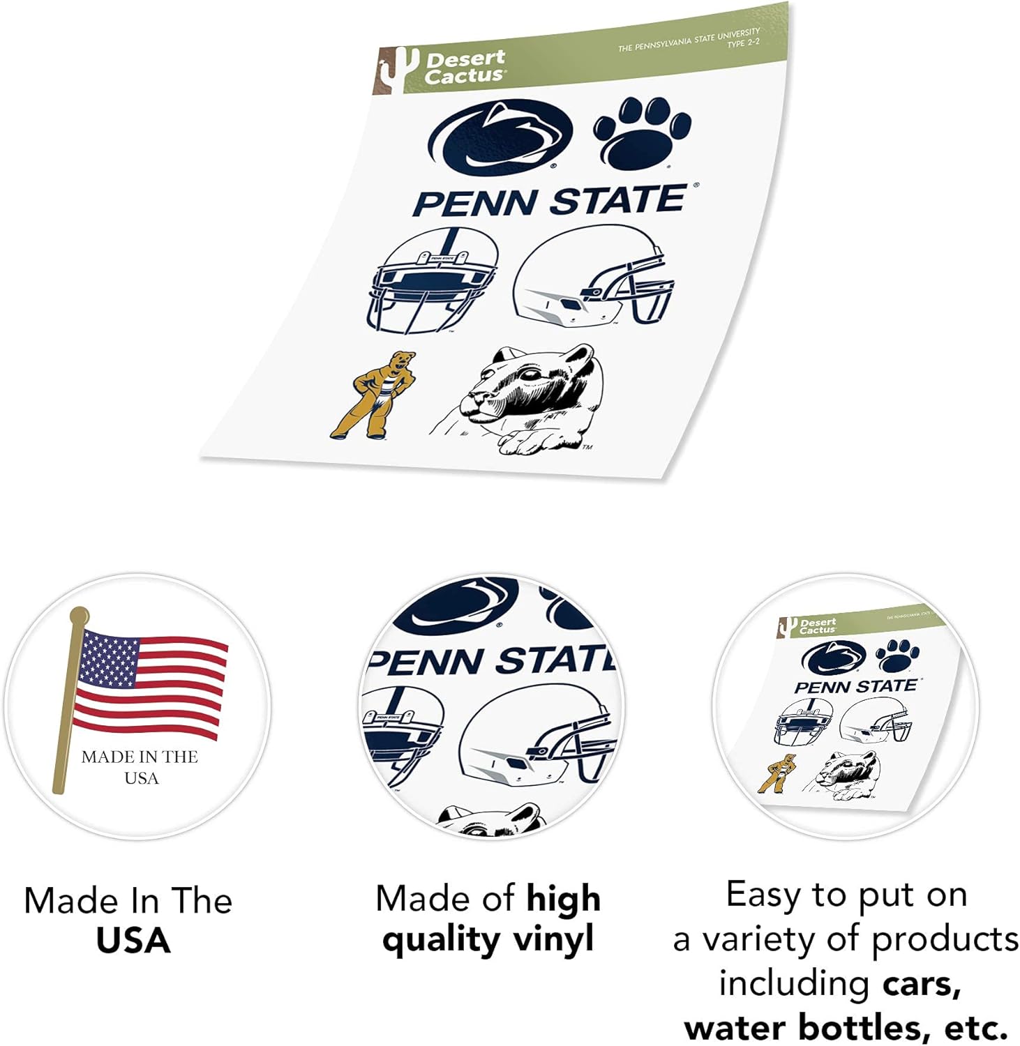 Desert Cactus The Pennsylvania State University Sticker Penn State PSU Nittany Lions Sticker Vinyl Decals Laptop Water Bottle Car Scrapbook Sheet T2 (Type 2) - Image 5