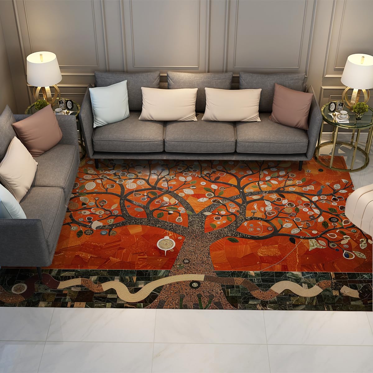 Tapis Abstraits Tree of Life 140x200 lavable pour salon