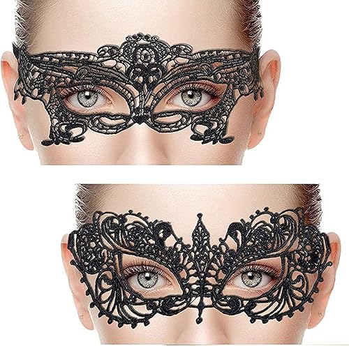 Miniatura 4 de Máscara de ojos de encaje negro para mujer, 6 juegos de máscaras sensuales, máscara de ojos de encaje veneciano, decoración de fiesta de baile,