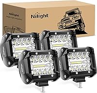Nilight 4PCS 4Inch 60W Triple Row LED Pods Spot Flood Combo Beam Off-Road Lights for Trucks ATV UTV SUV 6000LM 6000K