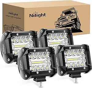Nilight 4-Inch 60W Triple-Row LED Pods (4-Pack)