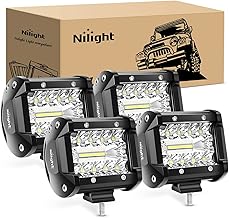 Nilight, 4 unidades, LED, 4 pulgadas, 60 W, triple hilera de puntos de inundación, combinación de 6000 lúmenes, barra de luces antiniebla, iluminación LED todoterreno para camiones, camionetas, Jeep, ATV, UTV, SUV, barcos