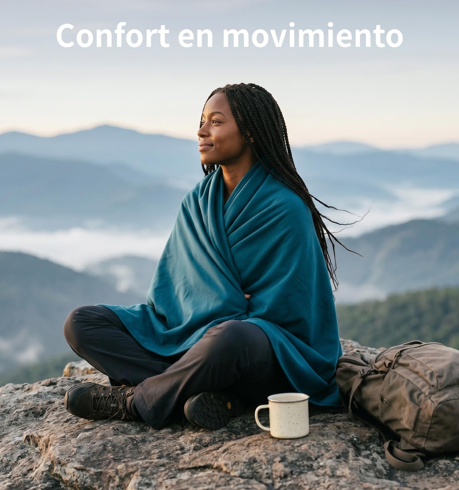 Litume Manta de Viaje para Avión, Cálida, Polar Verde Azulado, Versátil