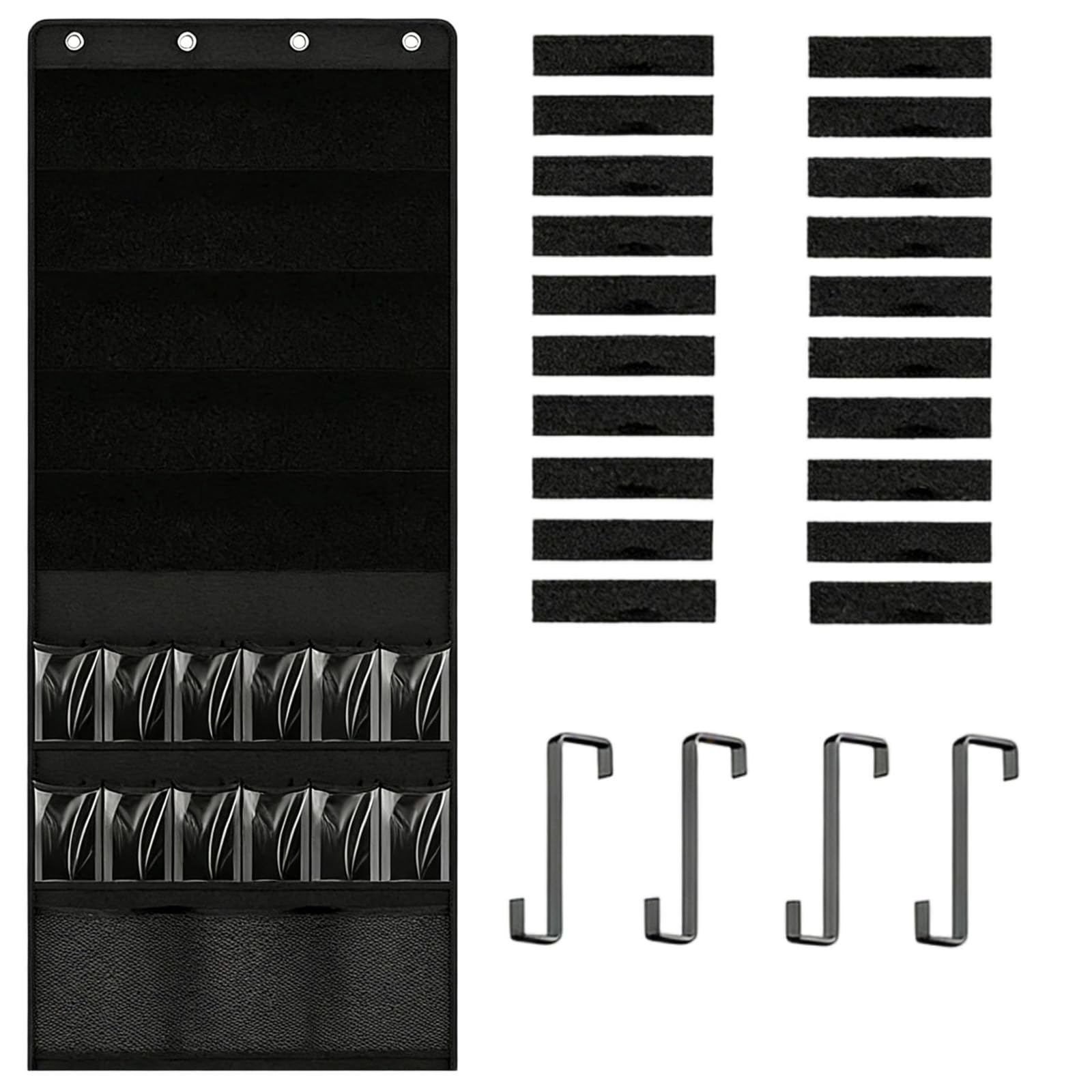 Organiseur de rangement pour jouets suspendu en tissu Oxford noir