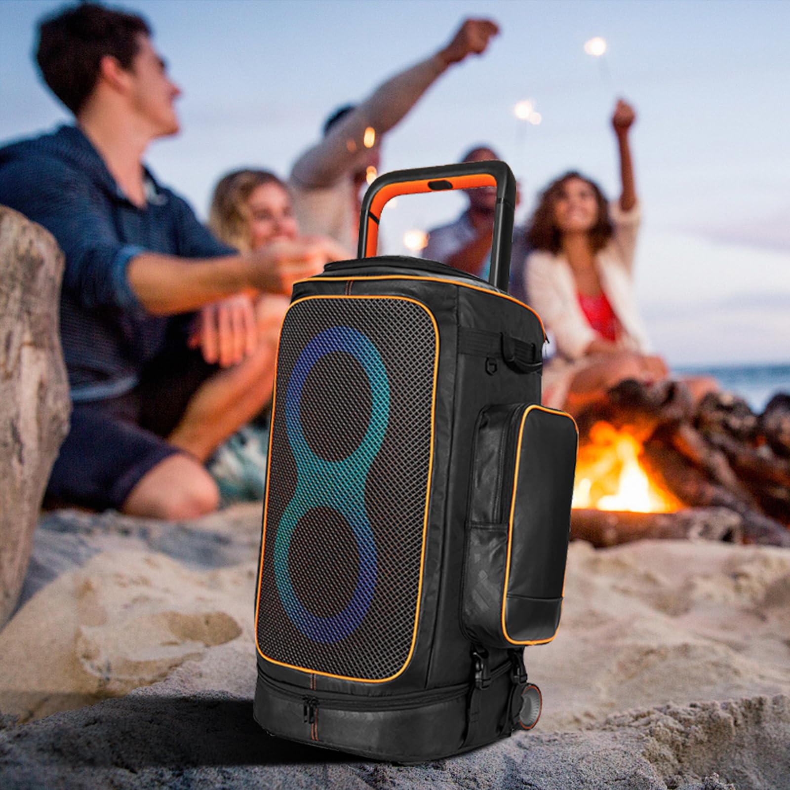 Housse de Transport Étanche avec 2 Roues pour JBL PartyBox 520, Sac de Rangement Poussière pour Enceinte JBL PartyBox 520, Sangle Réglable et Fermeture Éclair Renforcée (Noir)