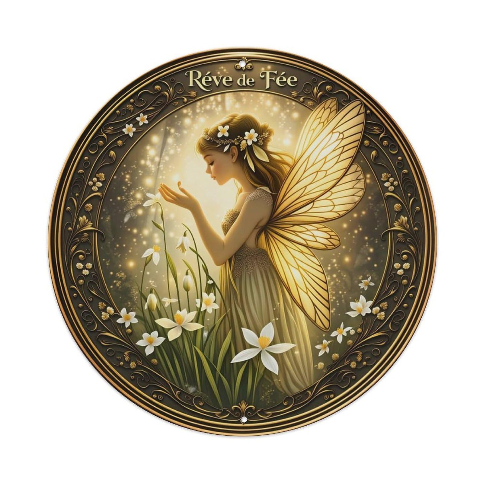 Fairy Dream Flower Wings Light Metal Tin Sign