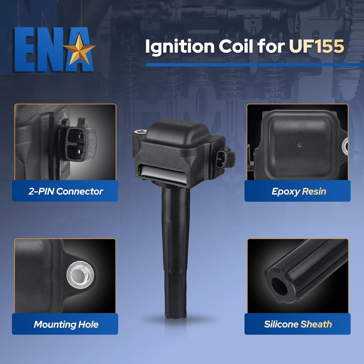 ENA Set of 3 Ignition Coil Pack V6 3.0L Compatible with Toyota Lexus 1996 1997 1998 1999 2000 2001 Camry Sienna Avalon Solara ES300 Engine ID 1MZFE Replace# UF155 9091902215 5C1488 IC267