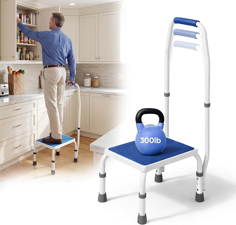 Taburete con asa para personas mayores, taburetes de cama para personas mayores con asas