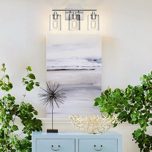 Miniatura 3 de Lámparas de baño de 3 luces, lámpara de tocador de níquel cepillado, accesorios de iluminación modernos de baño sobre espejo, apliques de