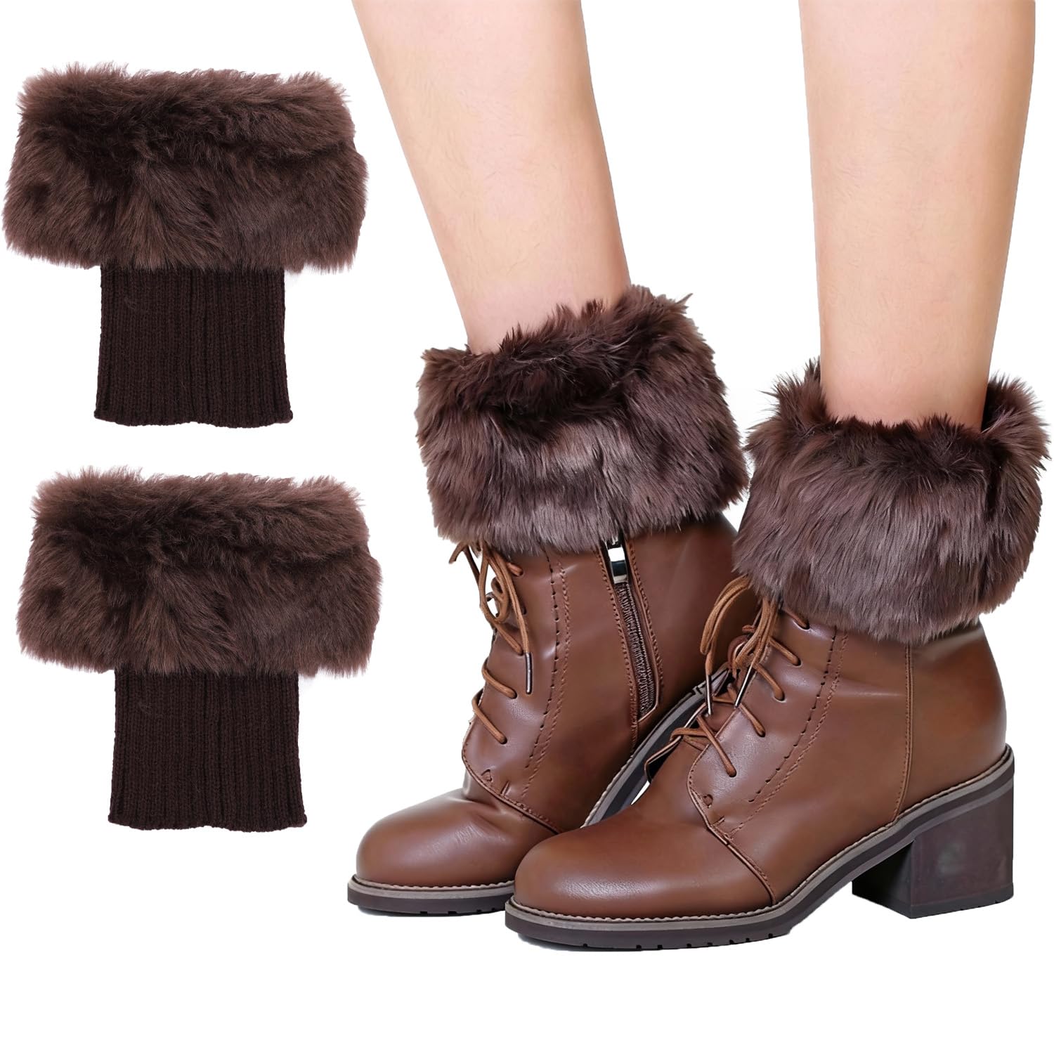 ITODA Women's Winter Warm Leg Warmers Crochet Knitted Boot Cuff Socks Short Boot Cuff Cover Soft Stretchy Twist Leg Warmer Ladies Girls Boot Socks Topper Cuff Knit Socks Ankle Warmers-1 Pairs