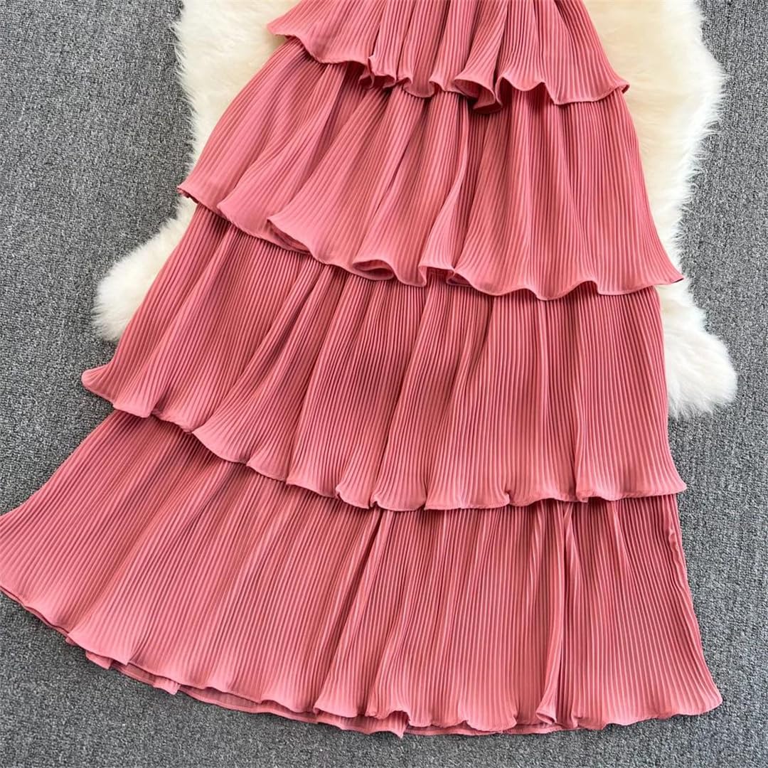 Vestido largo de verano para mujer, cuello en V, manga corta, volantes en cascada, elegante, vestido de fiesta de cumpleaños para boda