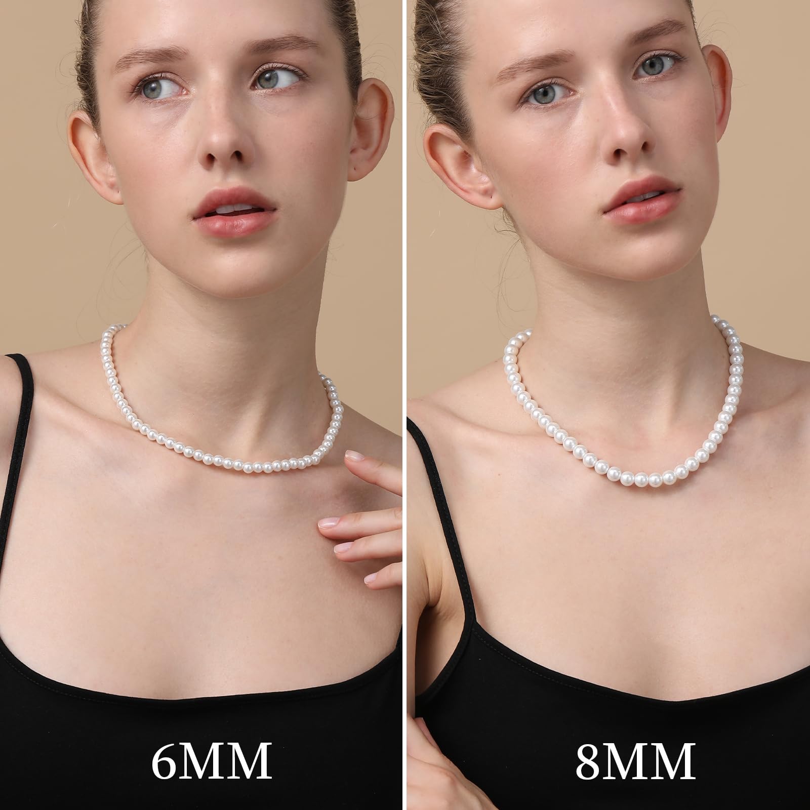 Collana Di Perle 6/8 mm Collana Girocollo Di Perle Per Uomini E Donne 40/45/50/55 cm Collana Lunga Di Perle Bianche Collana Di Perle Regali Gioielli Per Uomini
