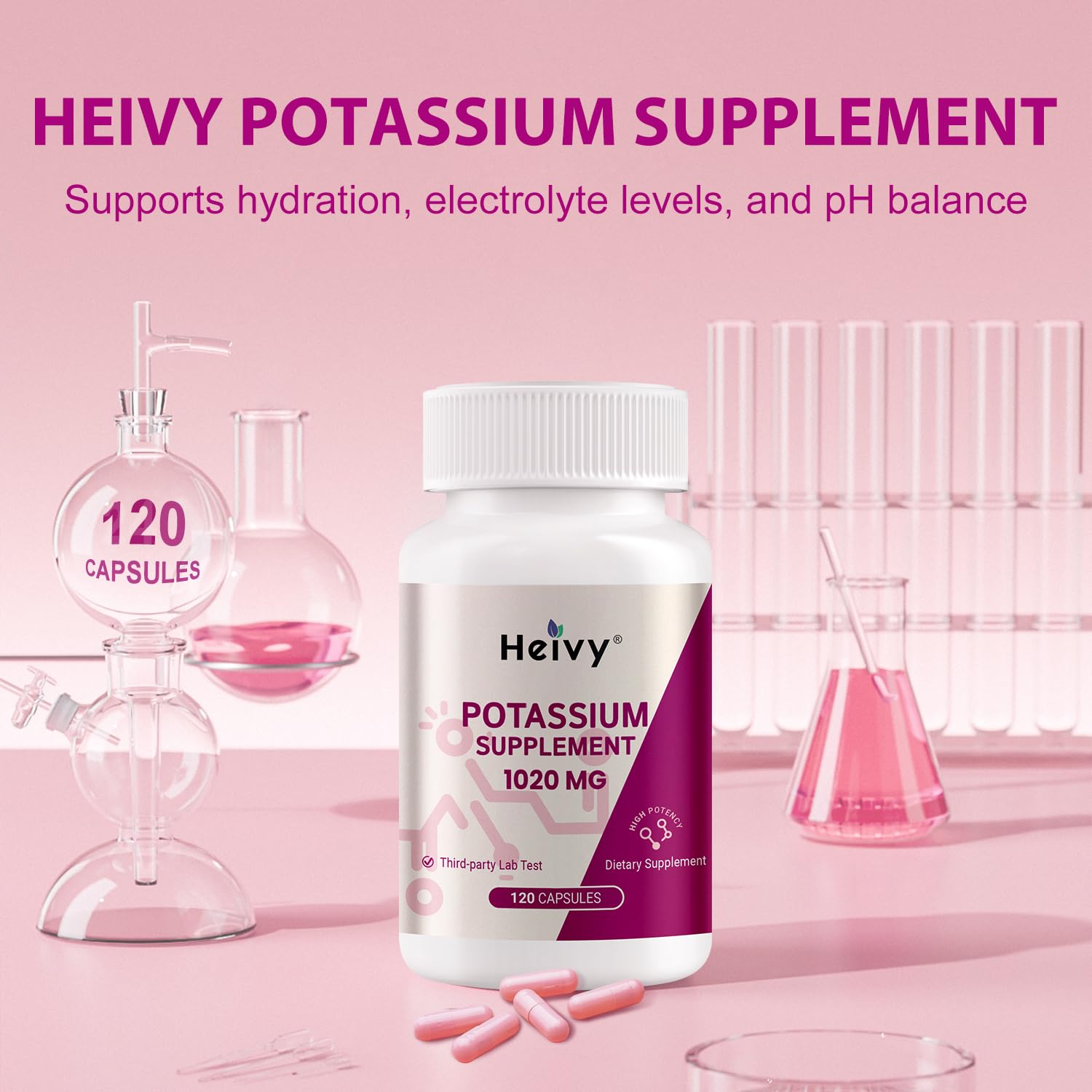 Heivy Potassium Supplement 1020 mg, 120 Vegetarian Capsules — Amazon image 8