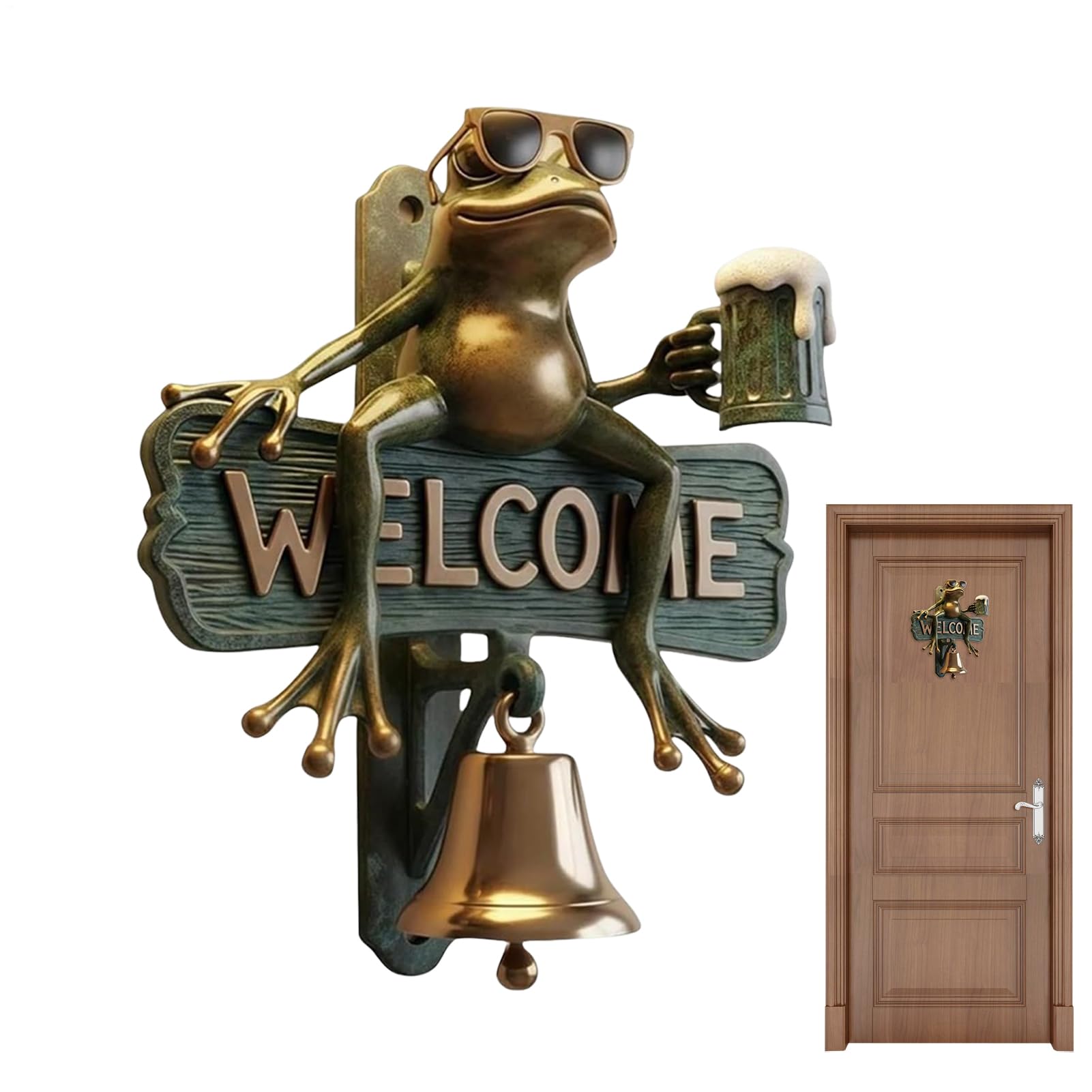 Carillon de porte grenouille en résine décorative pour entrée et jardin
