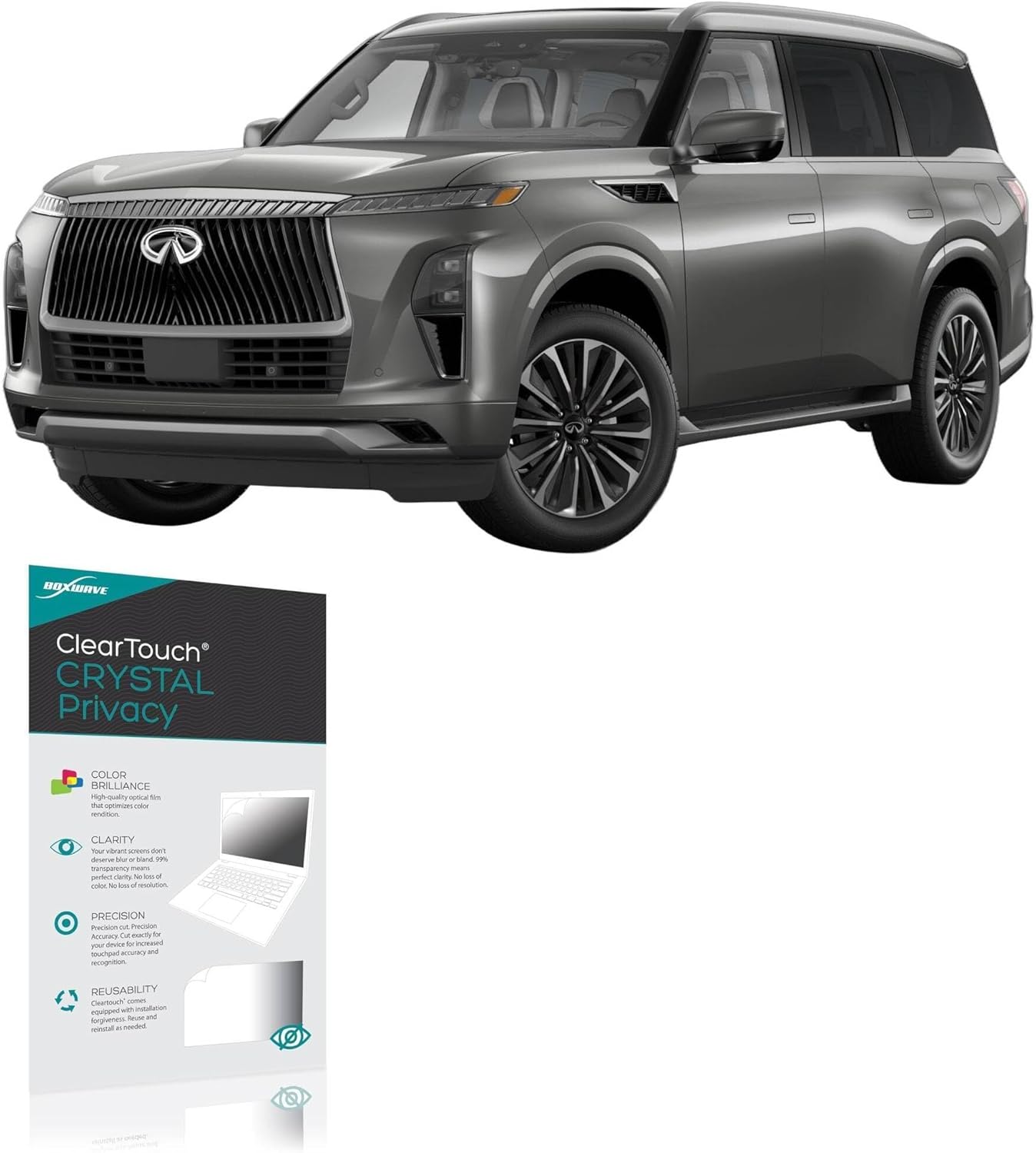 BoxWave Screen Protector Compatible with Infiniti 2026 QX80 Climate Control Display (9 in) - ClearTouch Crystal Privacy (2-Pack), Privacy Screen Protector Flexible Film Clear