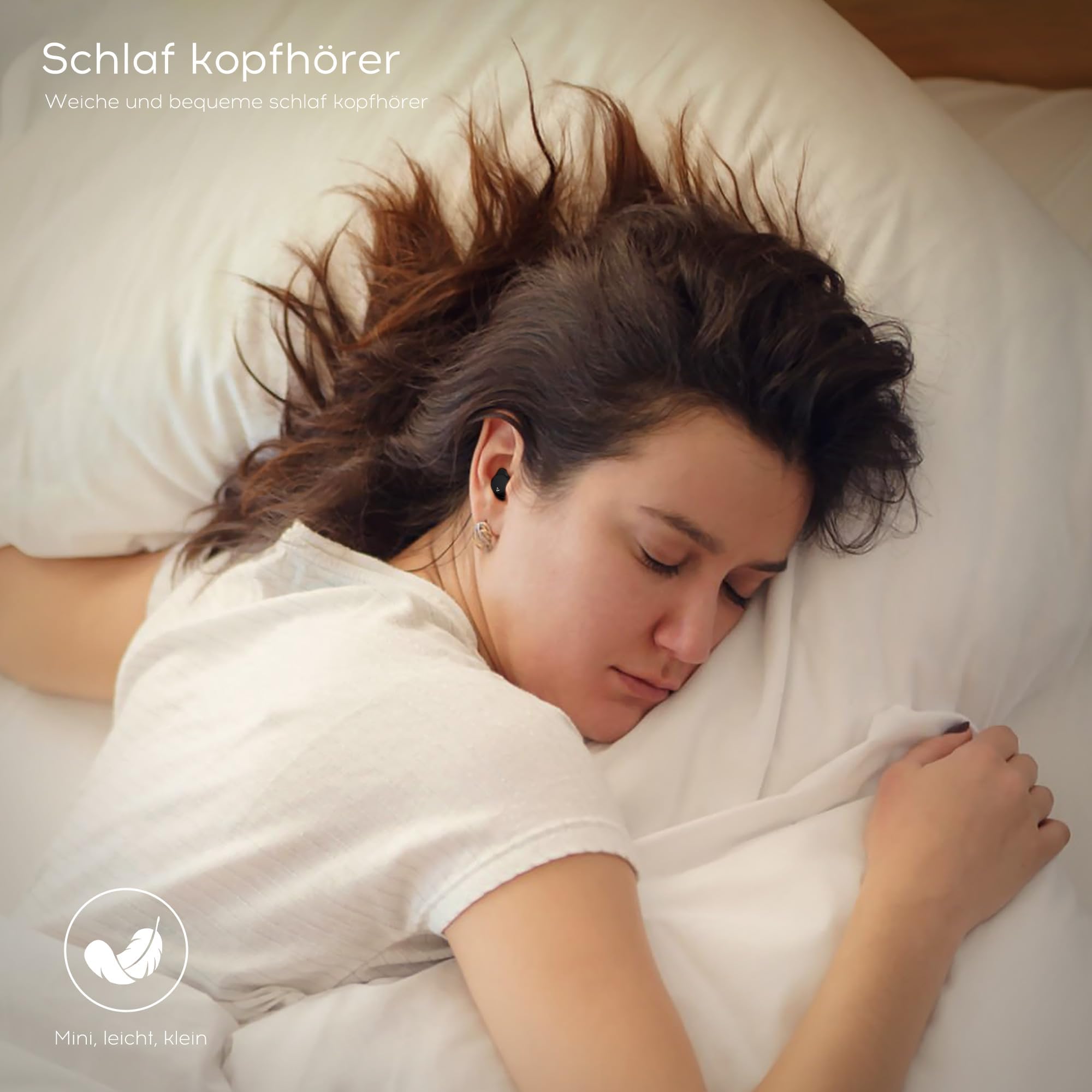 Auriculares para Dormir, Mini Auriculares para Dormir, inalámbricos Bluetooth 5.3, Silicona líquida, para Dormir de Lado, indicador de Potencia para Entrenar, Trabajar, Viajar (Negro)