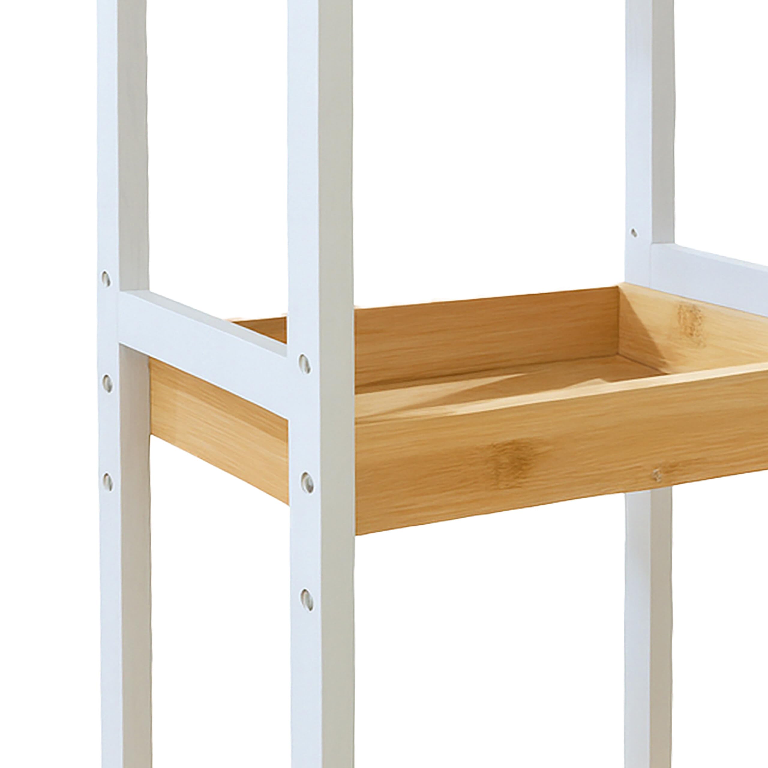 Carro Relaxdays, 3 estantes, bambú, HBT: 80 x 30 x 20 cm, baño y Cocina, Carro Estrecho, Natural/Blanco