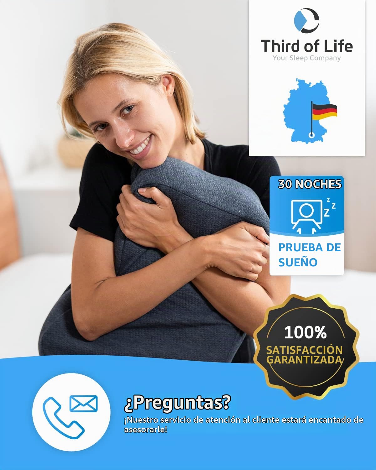 Almohada cervical NuMOON QuickDry de espuma viscoelástica, funda climática de secado rápido, almohada para dormir de lado y boca arriba, almohada ergonómica con hueco para la cabeza, 55 x 40 x 12 cm