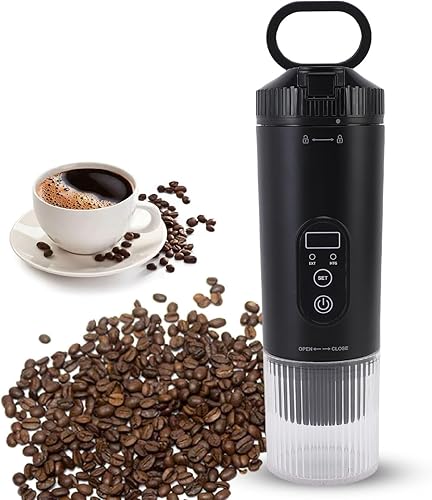 Zunate Cafetera portátil, cafetera de 21 bar con autocalentamiento para cápsulas de café y molidos, cafeteras para viajes, camping, senderismo,