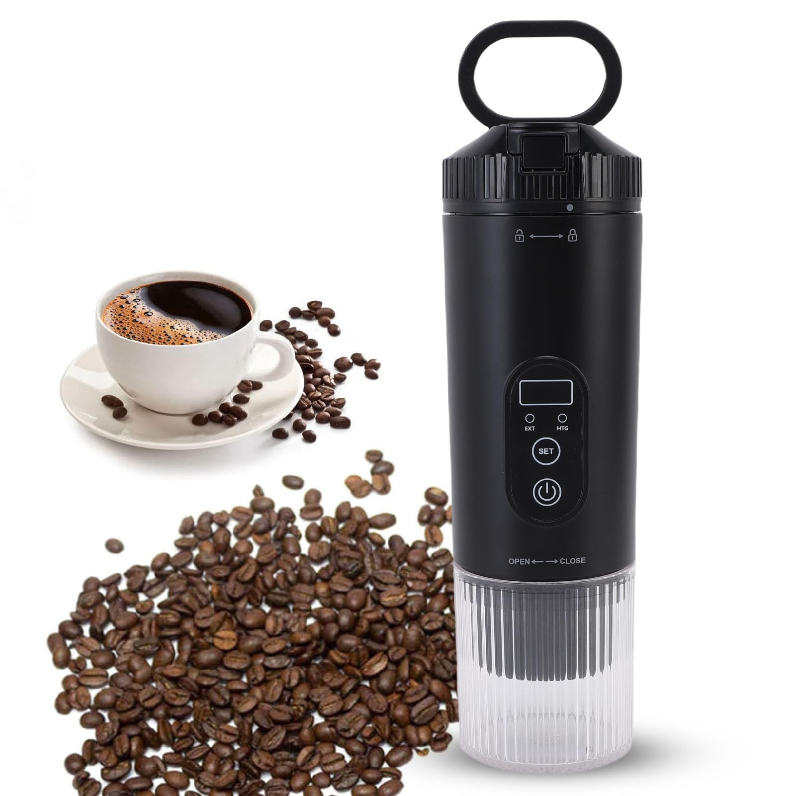 Cafetera Espresso Portátil, Cafetera a Presión de 21 Bares con Carga Tipo C y Batería de 7800mAh, para Cápsulas DolceGusto y Café Molido, para Viajes Camping Oficina (BLACK)