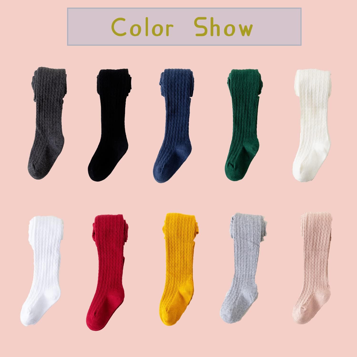 Marchare Baby Girls Tights Cable Knit Solid Leggings Winter Warm Stockings For Toddler Girls 2/3 Pack 2-10 Years - Image 5