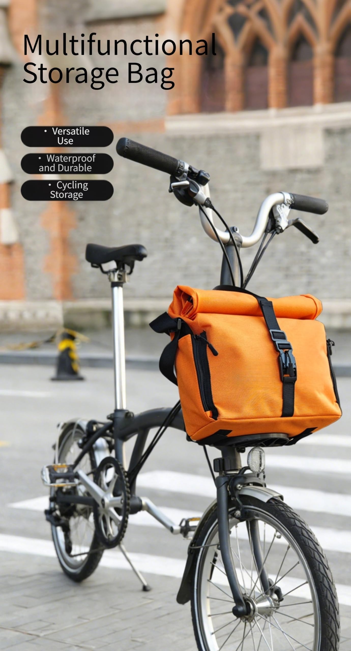 Borsa Anteriore Bici Pieghevole per Brompton per dahon 7-10L | Tessuto Oxford idrorepellente, chiusura roll-top, protegge da pioggia e spruzzi, durata elevata(Olive Green)
