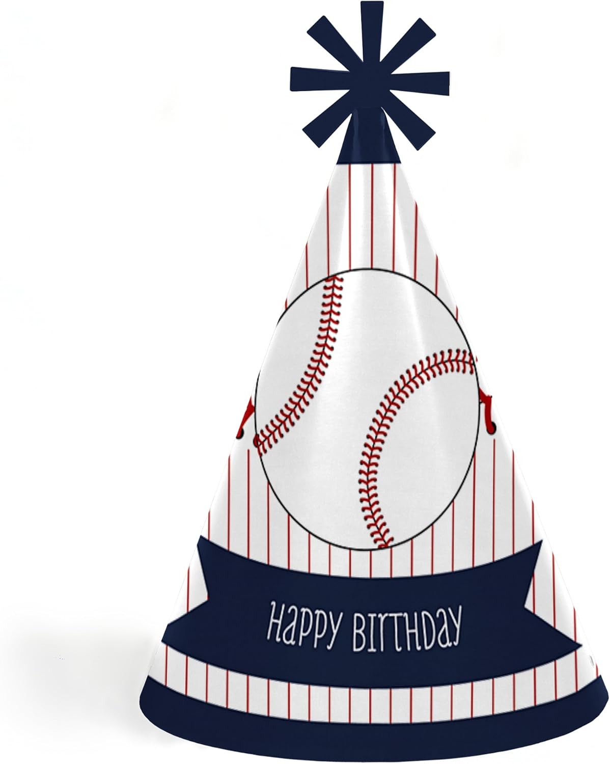 Big Dot of Happiness Batter Up - Baseball Cone Happy Birthday Party Hats for Kids and Adults Set 8 (Standard Size)