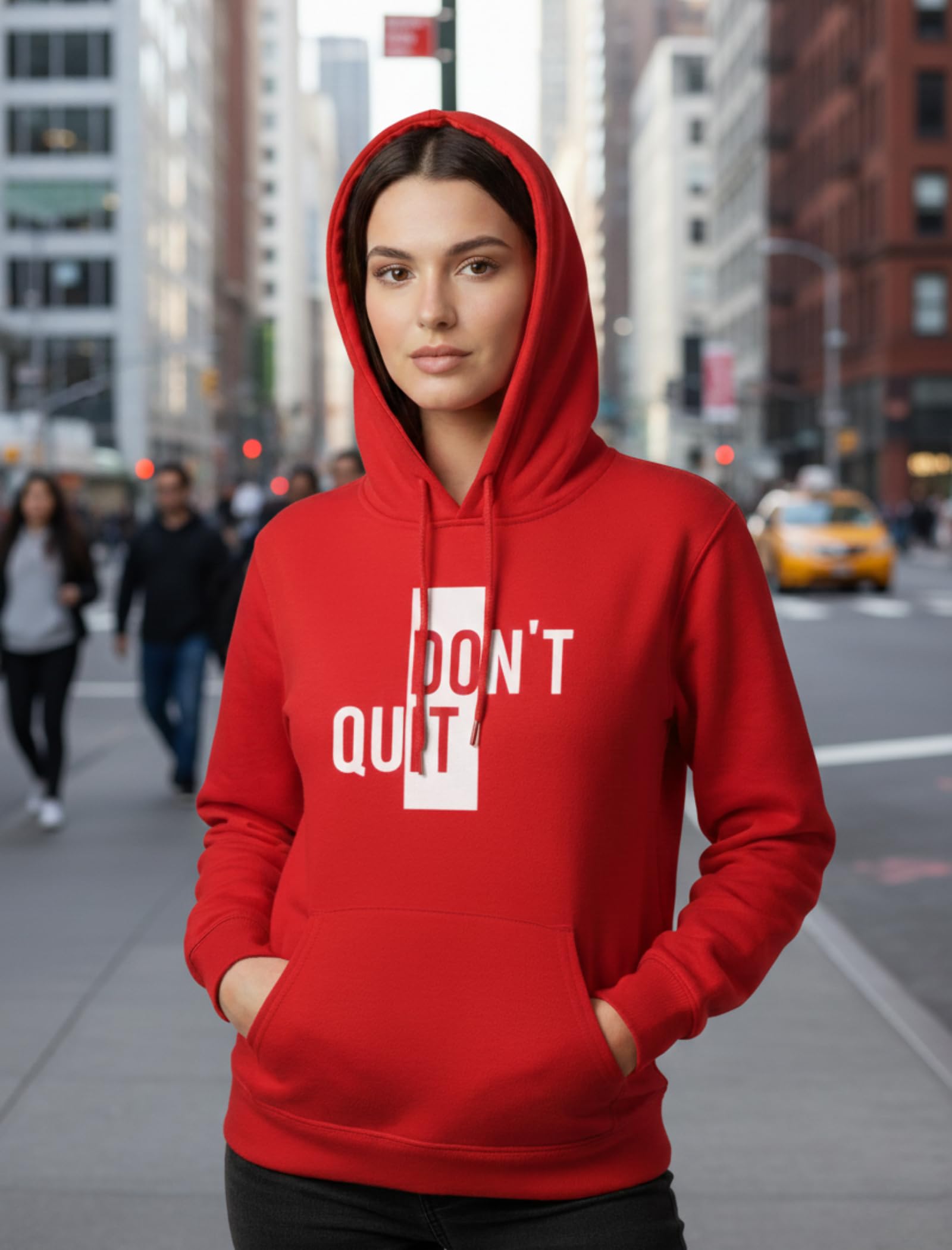 More & More Regular Unisex-Adult Fleece Neck Hooded Sweatshirt (Dont Quit Hoodie_Red - Regular) 2