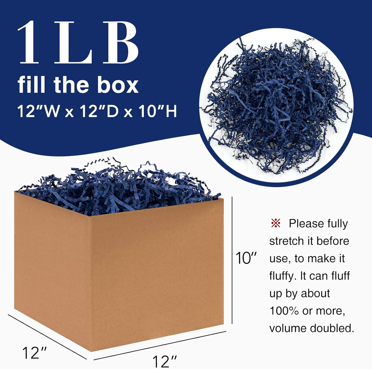 1LB Crinkle Cut Paper Shred Filler for Gift Box Bag and Basket On Father's Day(Navy Blue） - Image 2