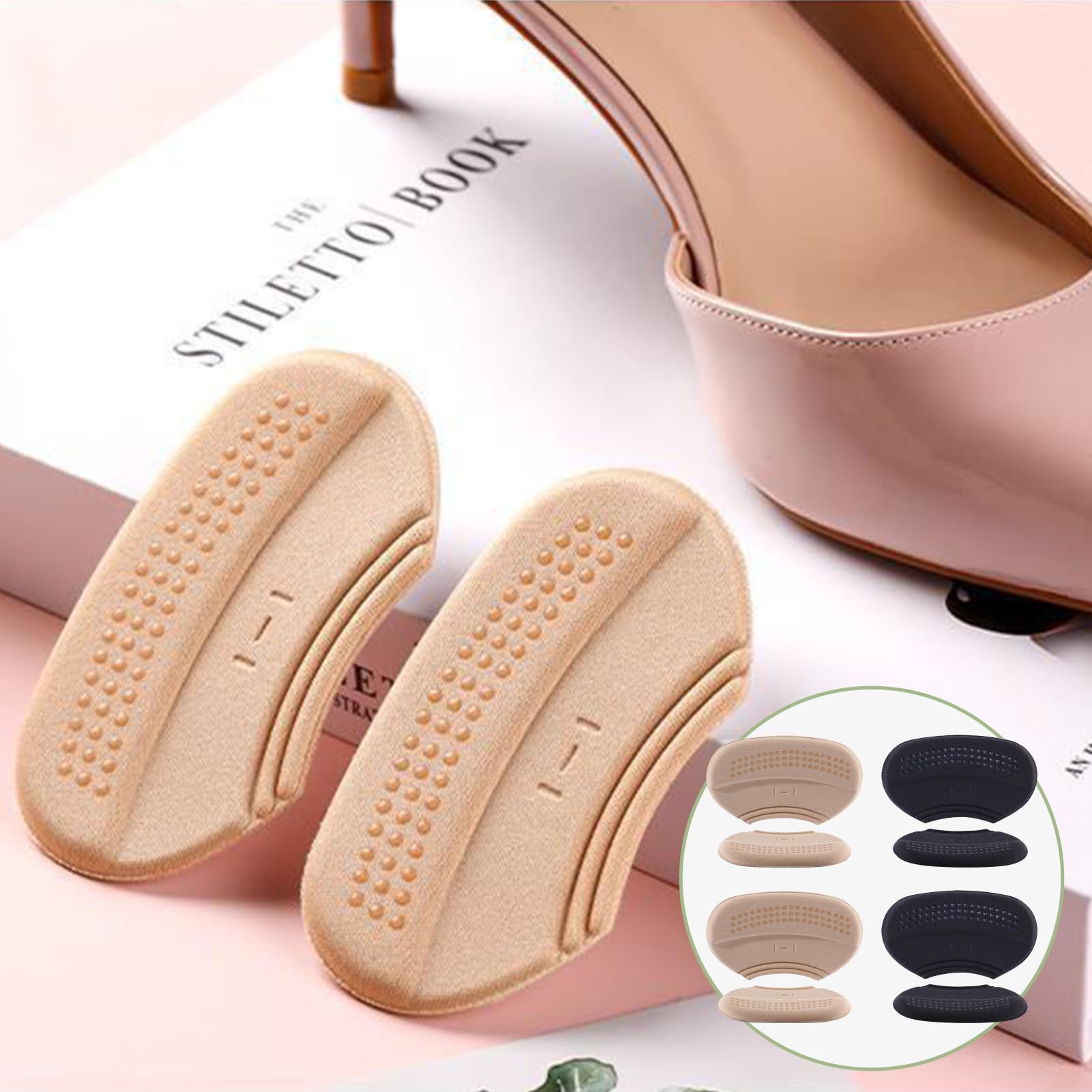 Set di 4 paia di cuscinetti per tallone, 3 mm e 6 mm autoadesivi, protezione per tallone per scarpe, inserti per scarpe troppo grandi, cuscinetti per tallone contro vesciche e sfregamento