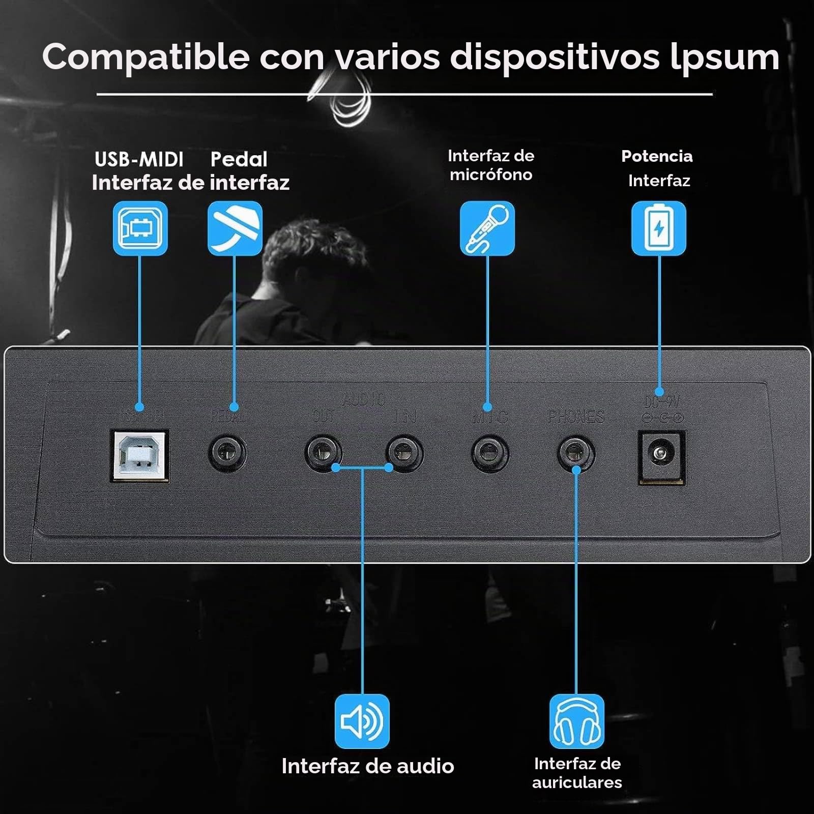 61 Teclas Teclado Piano Electrico, Teclado Musical para Principiantes, Teclados Piano infantil, 500 Sonidos y Modo de Enseñanza de 3 Niveles, con Soporte para Piano, LCD, Atril, MP3/USB MIDI