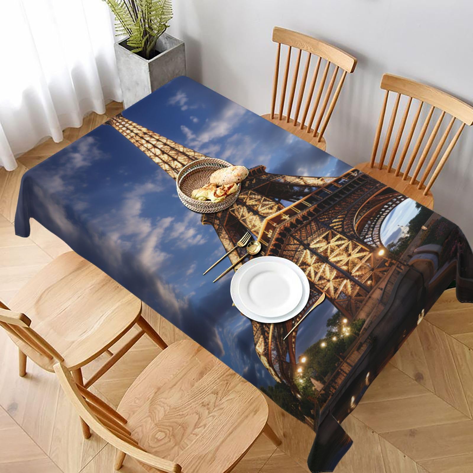 Table Cloths for Rectangle Tables 152x228 cm Waterproof Farmhouse Table Cloth Fantasy Eiffel Tower Tablecloths Washable Wrinkle Free Table Cover for Dining Table Weddings Events Party Buffet