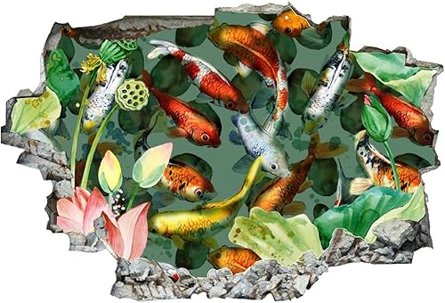 Miniatura 6 de Calcomanías de pared rotas en 3D, diseño de centro de la ciudad de Chicago y río Chicago por la noche, 36 x 24 pulgadas, vinilo de pared extraíble,