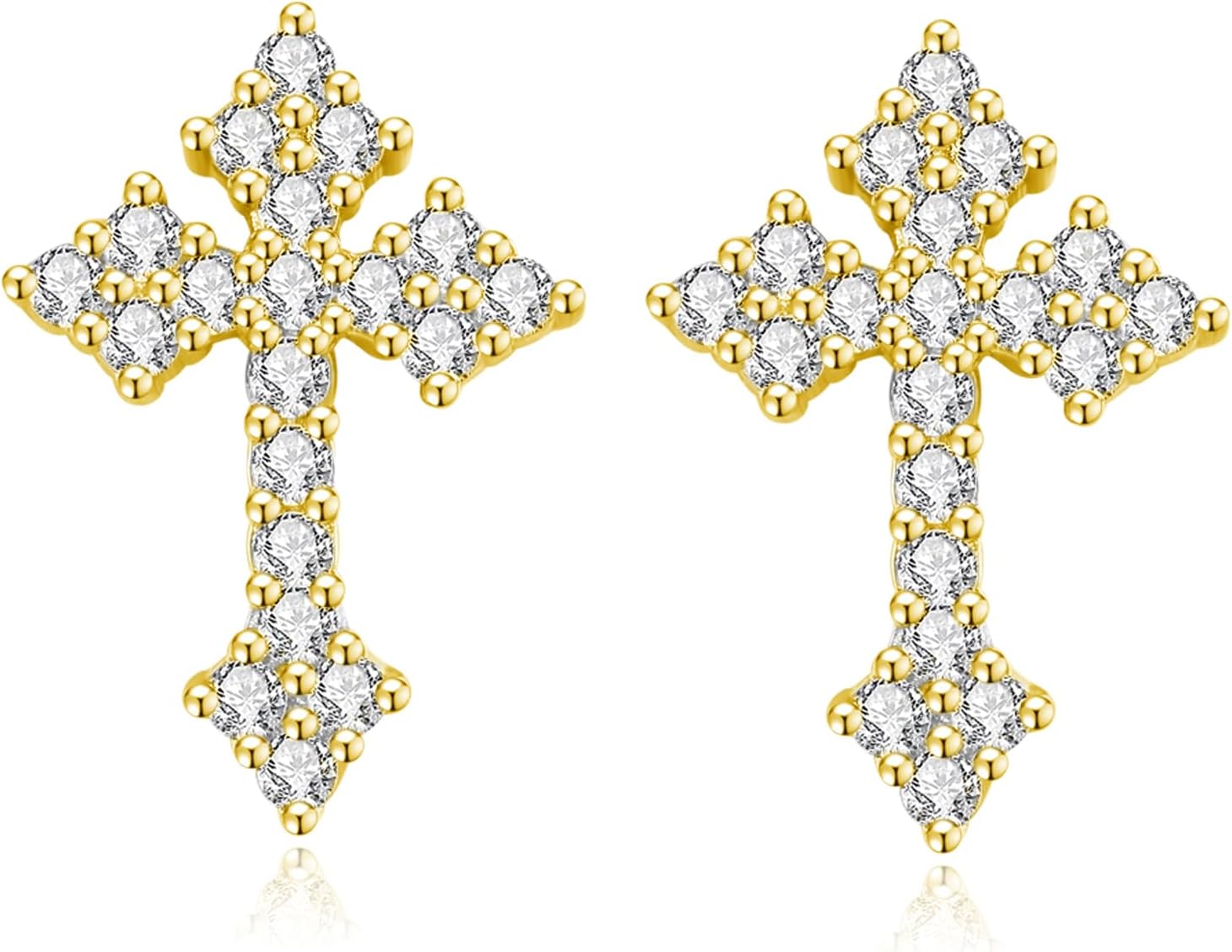Sterling Silver Cross Stud Earrings for Women Men, CZ Cross Stud Hypoallergenic Jewelry Gift