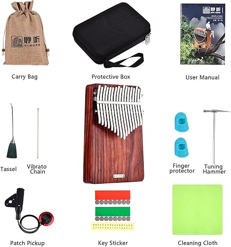 Miniatura 4 de LingTing Kalimba - Piano de pulgar de 17 teclas Mbira, regalo para adultos principiantes profesionales (LT-K17A, susurrador de viento)