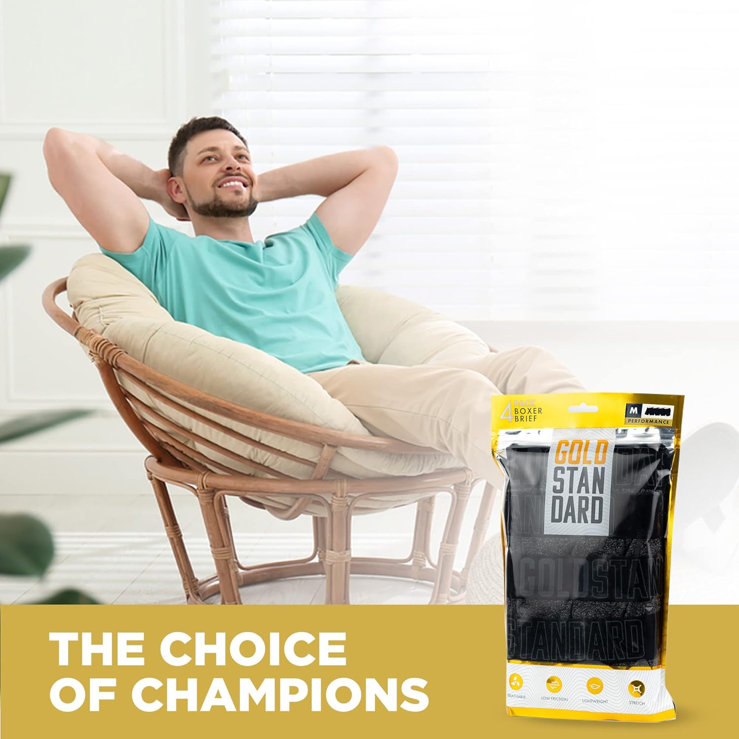 Gold Standard 4-Pack Men's Cotton Boxer Briefs - Men's Underwear with Premium Stretch & Breathable Soft Cotton - Image 6