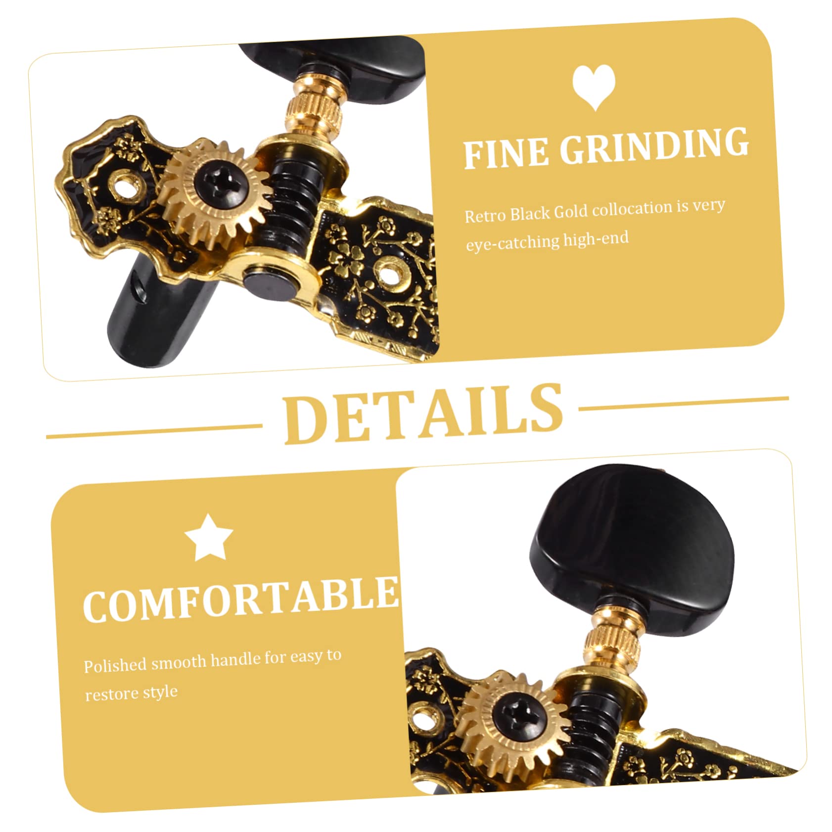 BESTonZON 2pares Afinadores De Guitarra Clásica Con Diseño De Patrón De Claves De Afinación Para Instrumentos De Cuerda Instalación Fácil y Estable