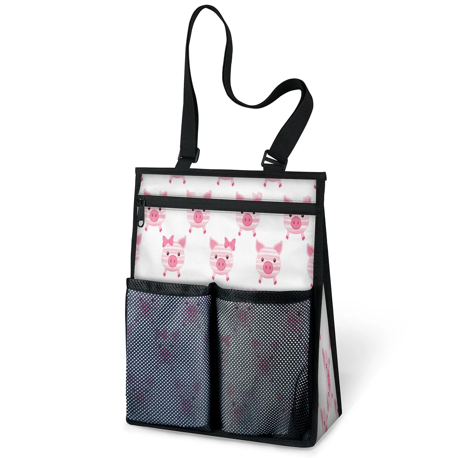 Ourtheme Cute Cartoon Pig Portable Shower Bag for Travel Gym Camp Beach Tote Shower Caddy Bags Hanging Toiletry