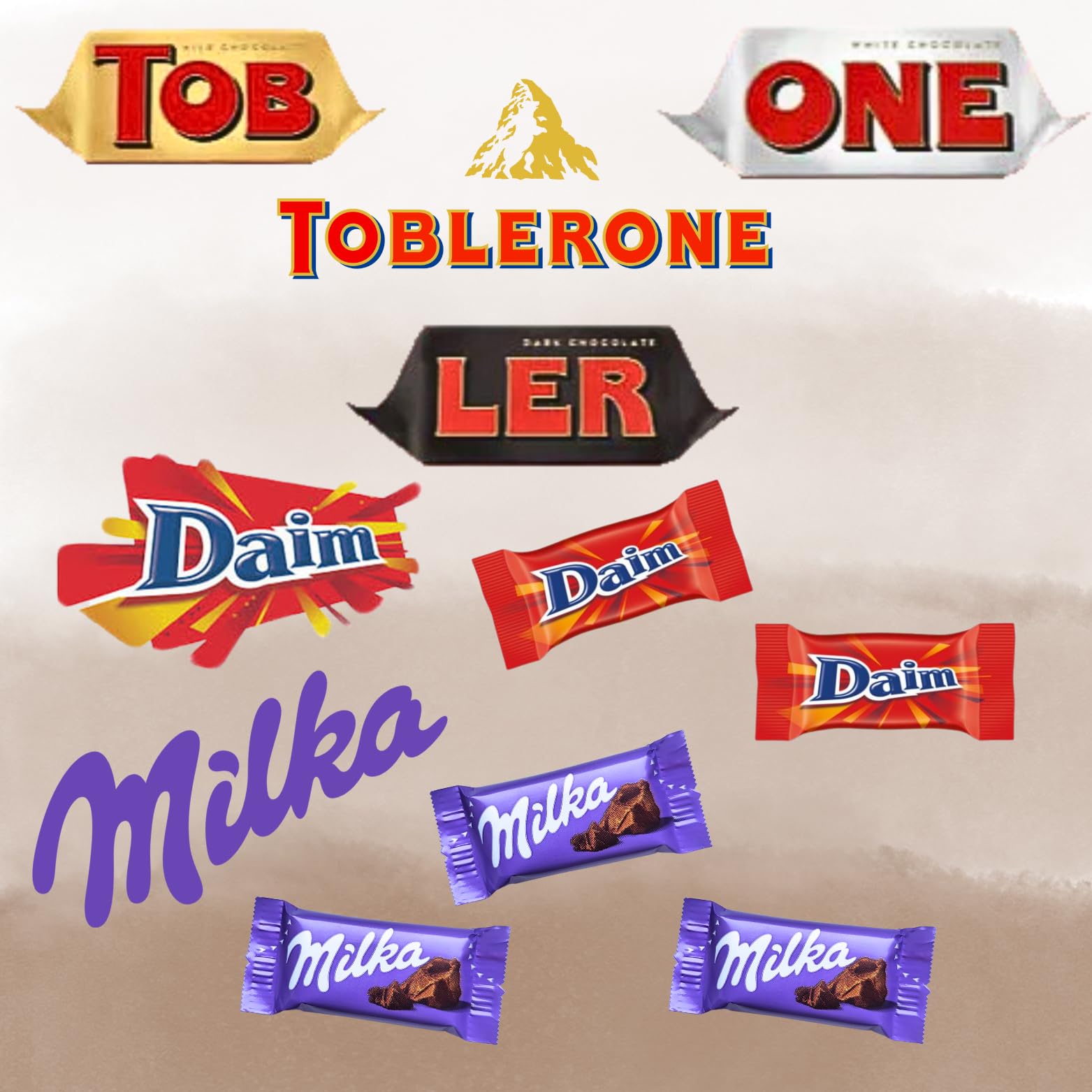 MILKA, TOBLERONE - 150 chocolats individuels assortis - 1 kg
