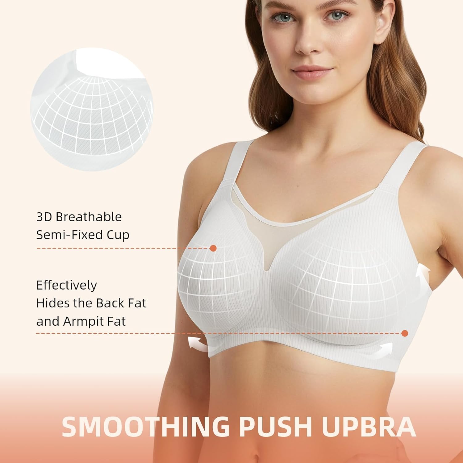 Wireless Full Coverage Bras for Women - No Underwire Seamless Bras Push Up Bralettes - Smoothing Back Fat & Underarm - Image 2