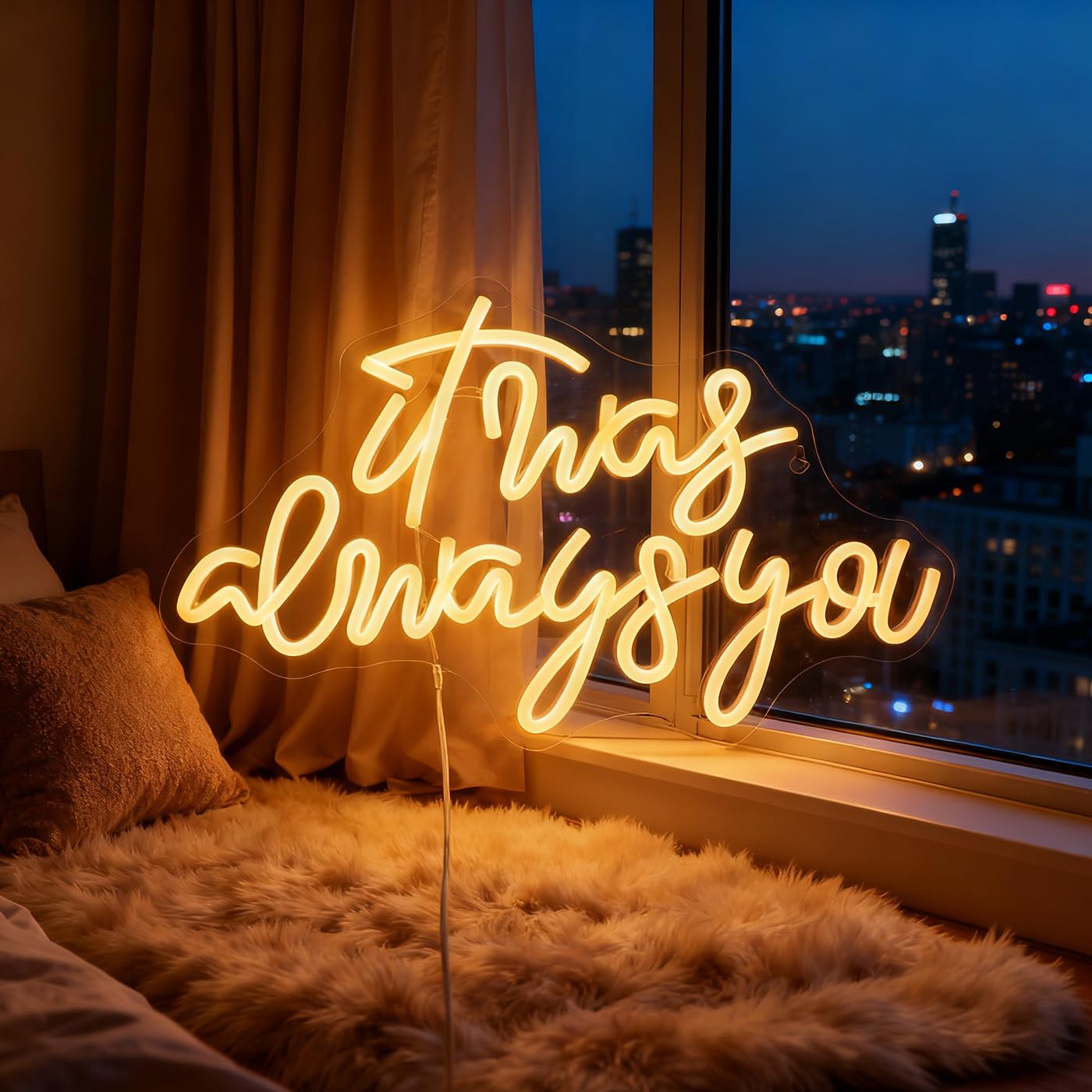 LED It Was Always You Segno Neon La Stanza Home Bar Arte Decorazione Della Parete Finestra Del Partito Soggiorno Decor Matrimonio Fidanzamento Della Parete Hanging Decorazione (bianco caldo)