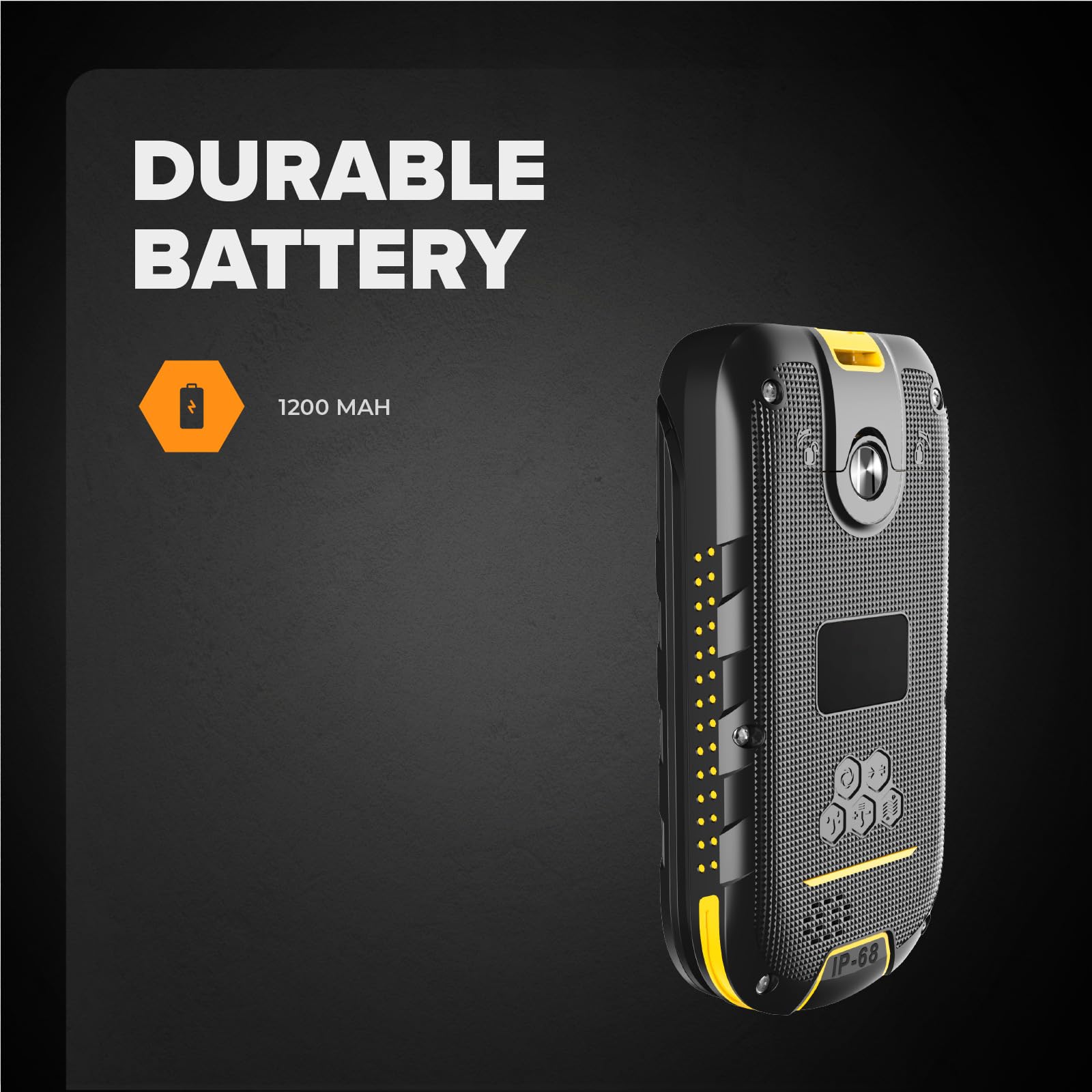 Flip Phone Hammer Dig LTE 4G Robusto Teléfono de Tapa, 2 Pantallas, simlock-Free, Dual SIM, sin Contrato, 1200 mAh, 4G/LTE, Resistente al Agua IP68