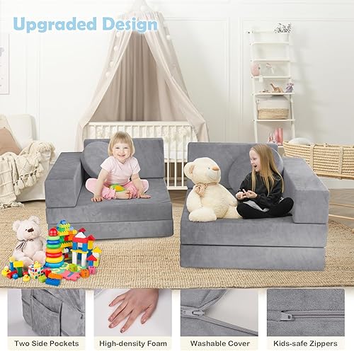 Miniatura 3 de Sofá para niños, 12 piezas, sofá infantil para dormitorio, sala de juegos, sofá modular multifuncional para niños para desarrollar la inteligencia,