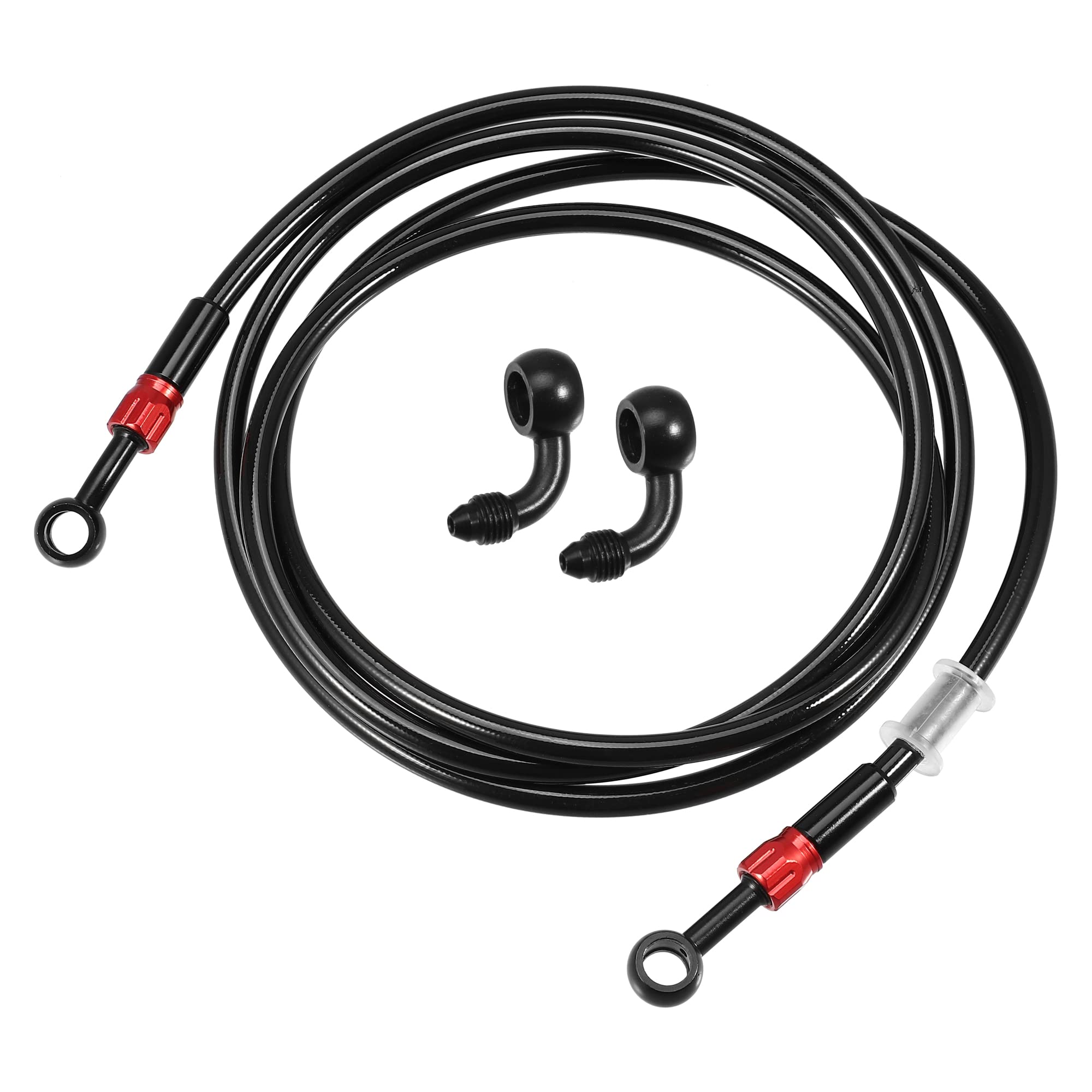 A ABSOPRO 1 Juego AN3 28 90 Grados Motocicleta Freno Manguera Línea 200cm Negro | Silicona Y Aluminio, M10X1, Diá. Int. 10Mm, Ángulo 28°, Para Scooters Y Veh. Todo Terreno, Sist. De Frenos Hidrául.